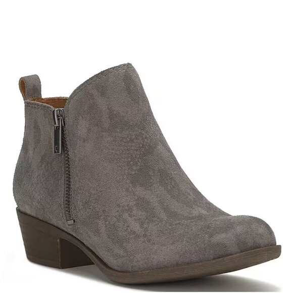 Lucky Brand Shoes - Lucky Brand Basel Printed Suede Ankle Booties Side Zip Block Heel 6.5